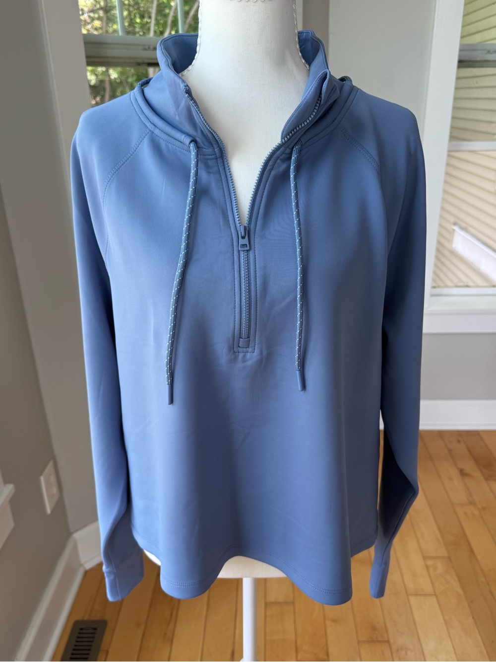 Avia Dusty Blue Half-Zip Cropped Pullover Sweatshirt Size Large